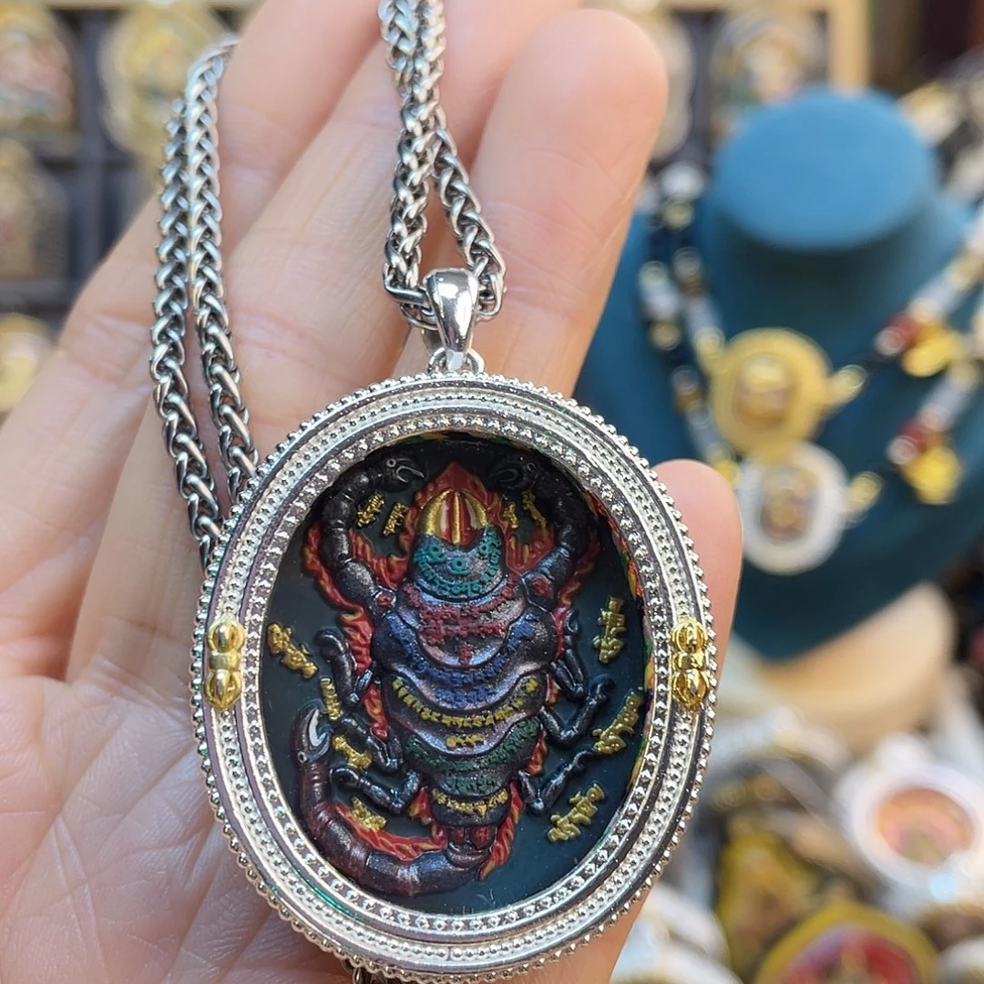 泥塑新款藏银 铁蝎 泥塑彩绘擦擦+链子