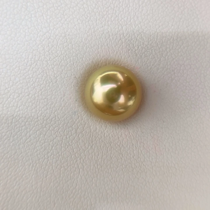 未镶嵌裸珠海水珍珠10.5mm正圆深浓茶金小极光