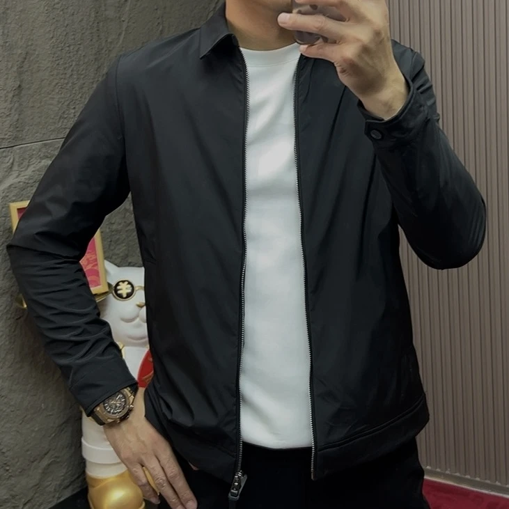 2025-25304商务休闲秋季直下摆翻领夹克韩版男士上衣行政夹克