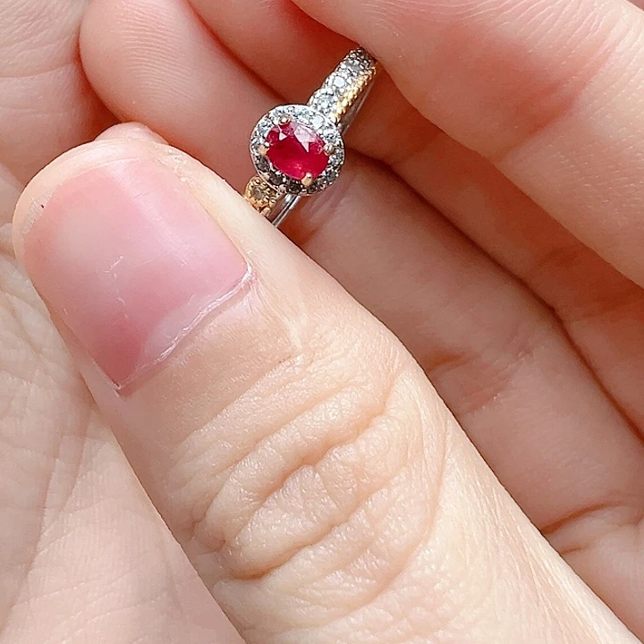 戒指红宝石银S925镶嵌