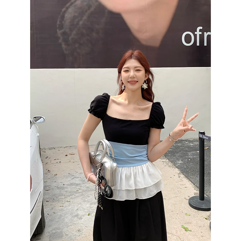 【春日芭蕾多版本】甜辣多多2025夏季新款显瘦拼接设计感百搭上衣女