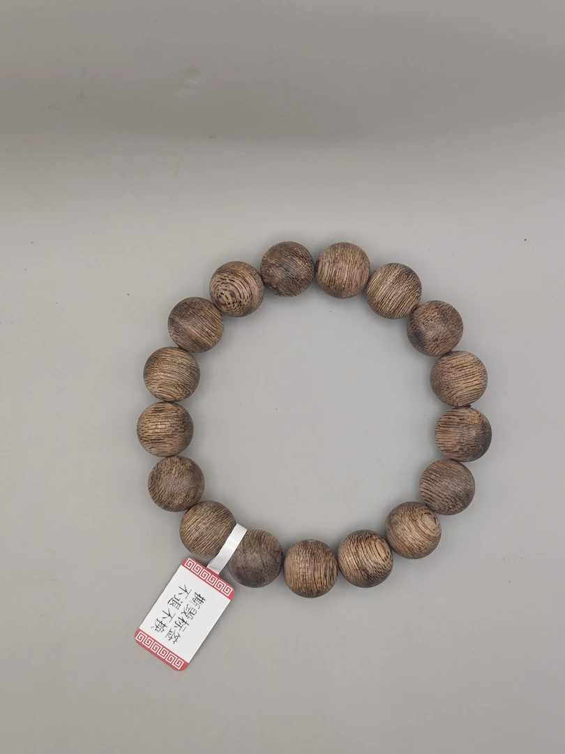 沉香【卓卓精选】CR4616 文莱黑棋粗蛇皮纹天然野沉香单圈手串