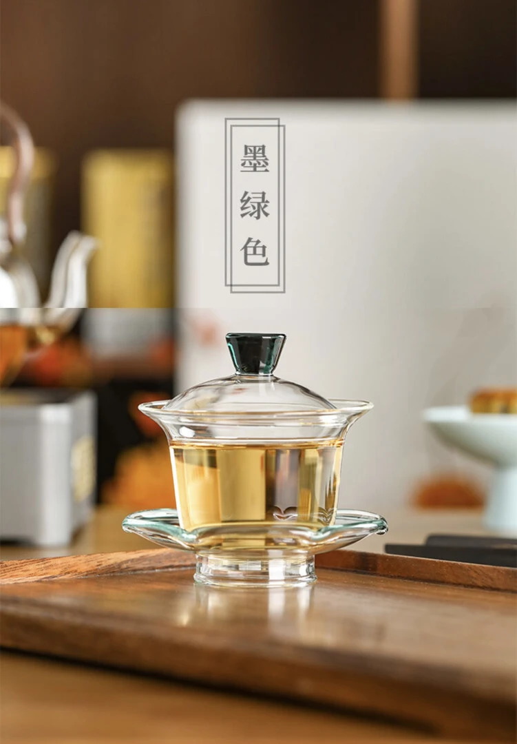 禾器晶彩 禾荷盖碗 180cc+茶席一条