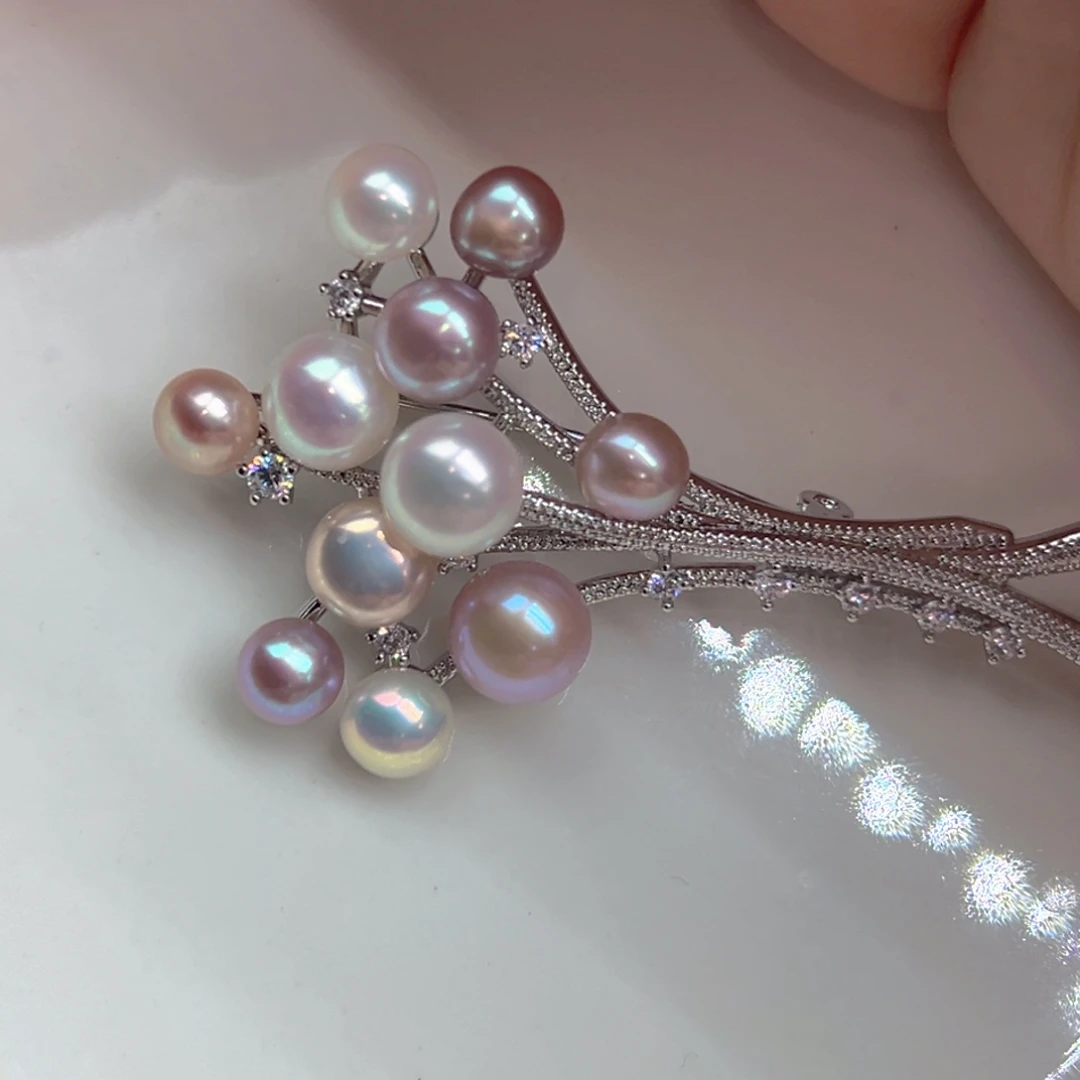 淡水珍珠天然珍珠胸针合金