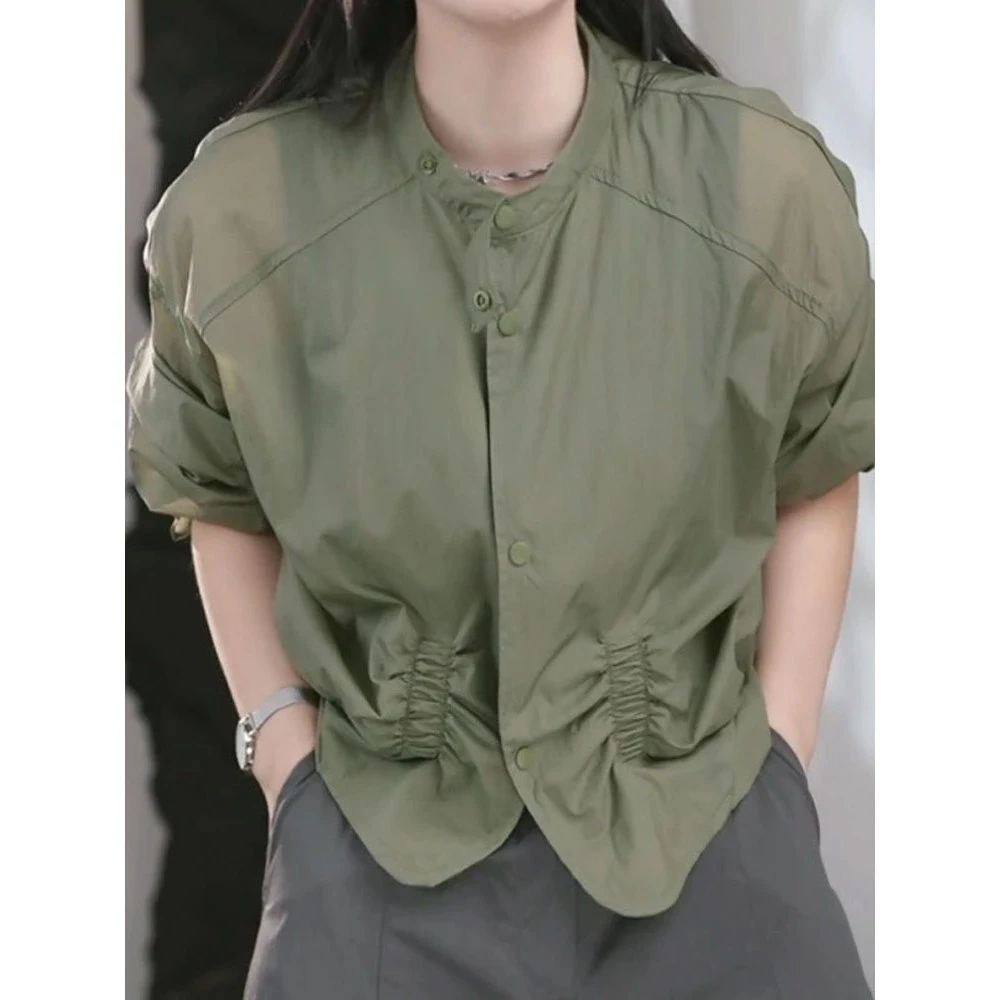 2025夏季新款扭结圆领蝙蝠袖防晒短外套女时尚洋气百搭设计感上衣