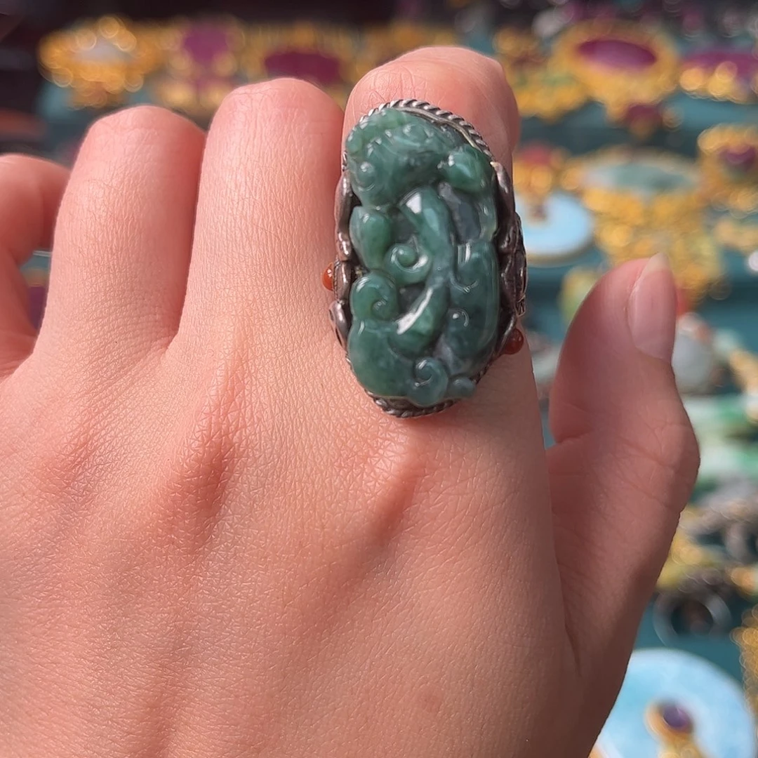 翡翠银S925镶嵌戒指