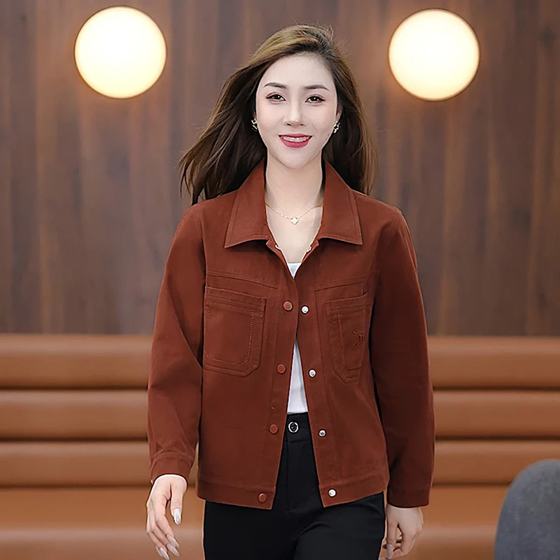 牛仔洗水棉短外套女宽松时尚休闲百搭2025新款减龄单排扣上衣服