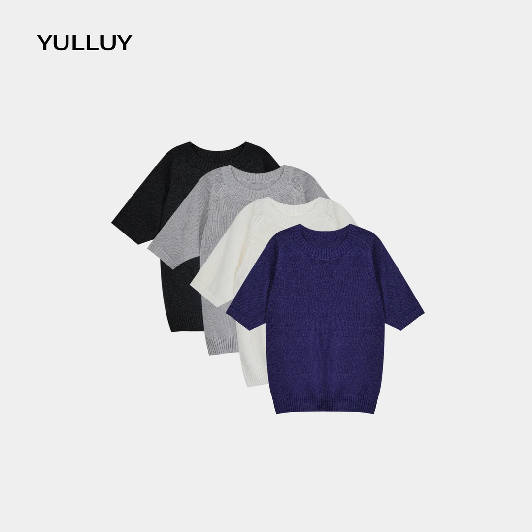 YULLUY【毛针织螺纹短袖】春夏款毛针织螺纹短袖25SSD8002