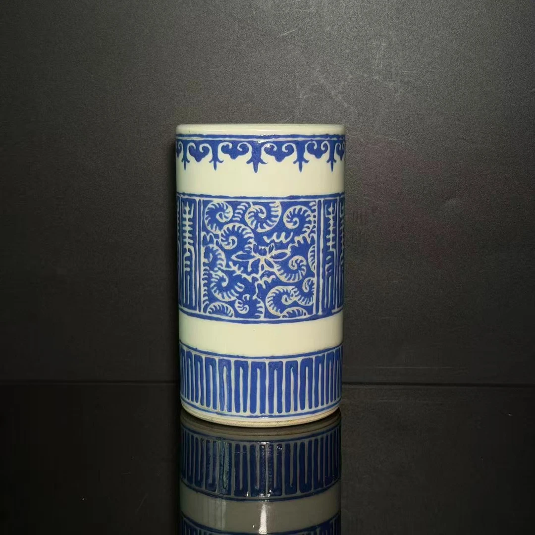 Lot23珐琅多寿笔筒-乾隆年款高12cm直径7cm-BJ11190030001051