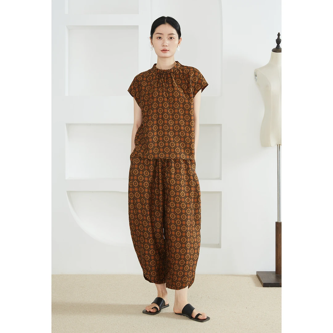 国风花萝立领香云纱女100%桑蚕丝真丝上衣宽松显瘦小衫夏SY52197