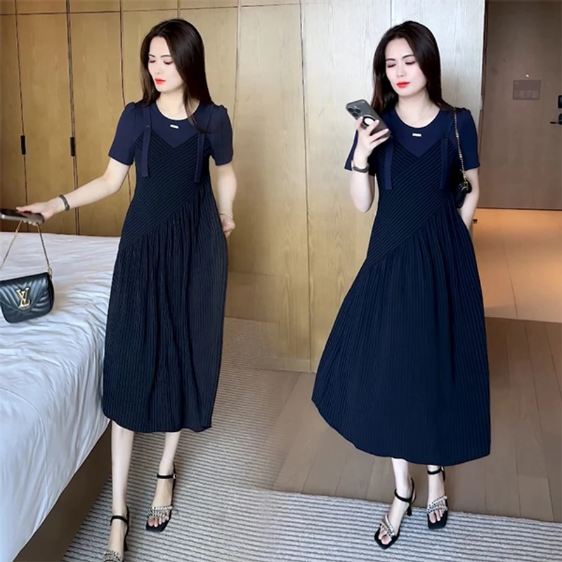 【赠运费险】夏季新款时尚穿搭休闲气质洋气减龄显瘦短袖连衣裙