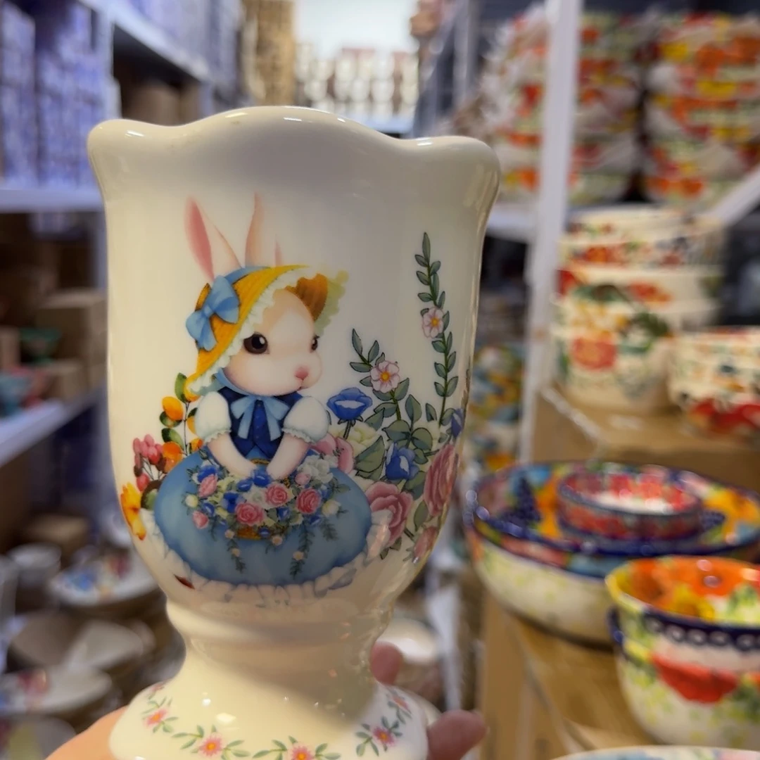 瓷片南瓜兔高脚筷子桶一只