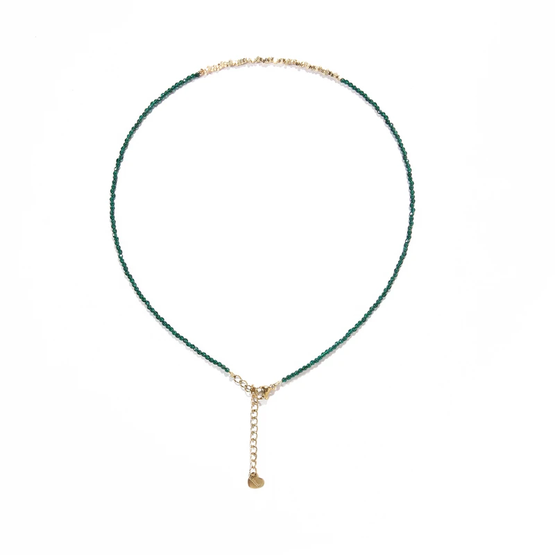 muyang/慕阳 铜合金仿水晶项链 时尚百搭绿色叠戴长链青槿项链