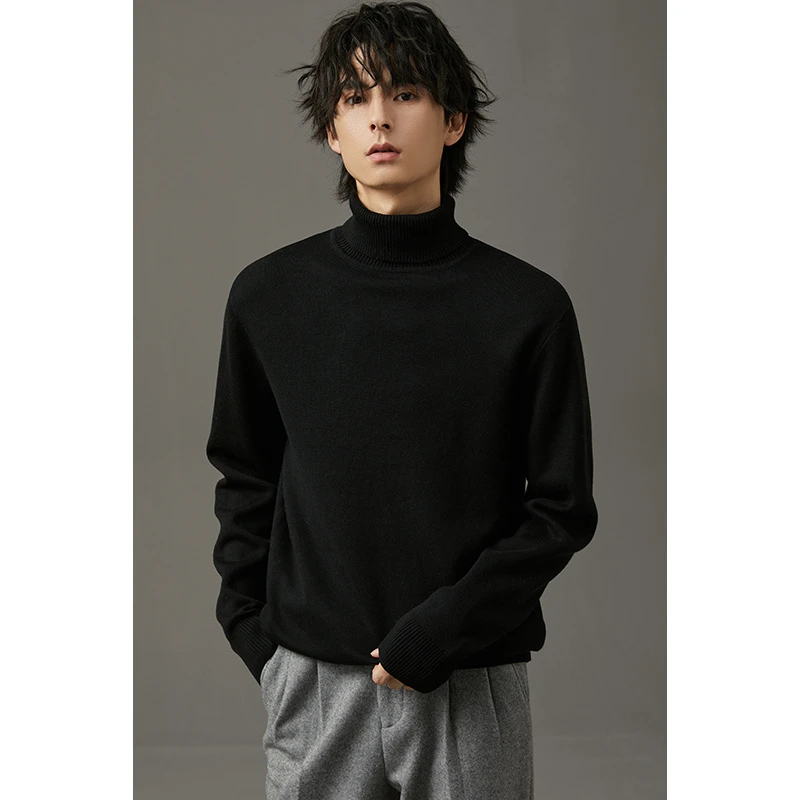 【中领+高领+加绒毛衣】秋冬季保暖上衣毛线衫男士休闲针织衫BDE330