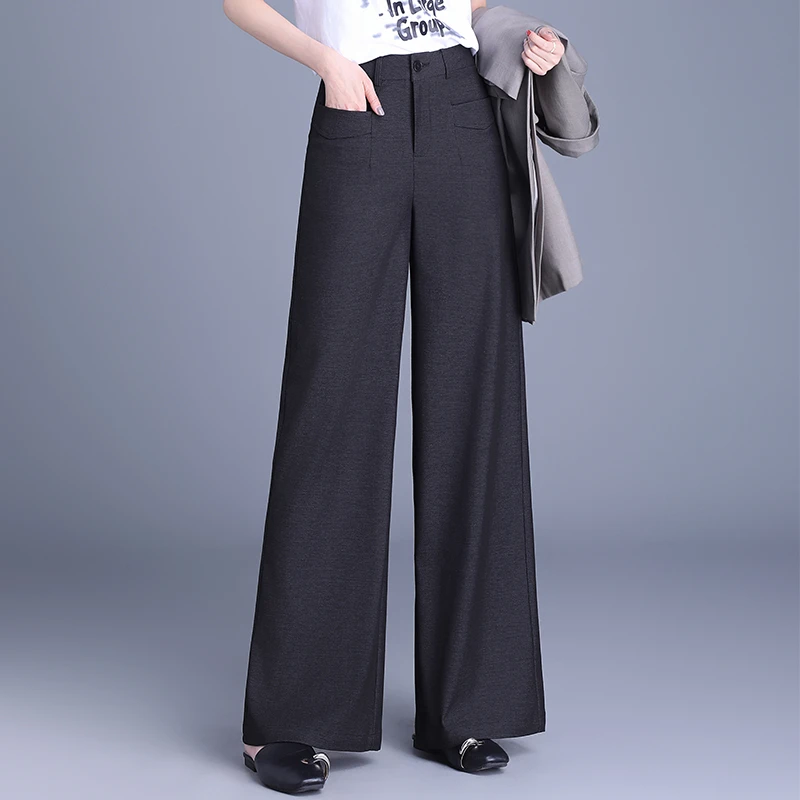 2025春季新款垂坠感高级感西装阔腿裤直筒宽松女裤子梨型身材长裤