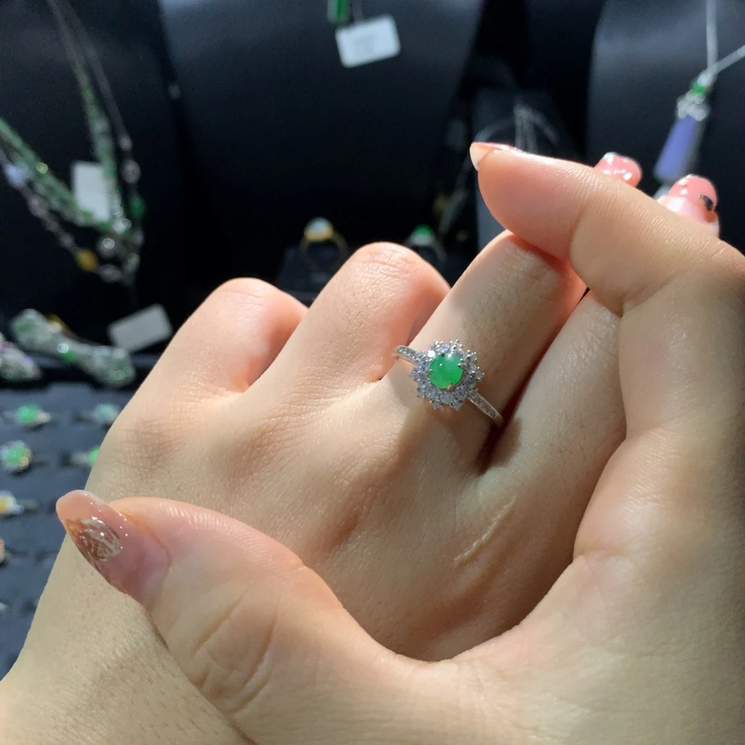 翡翠银S925镶嵌耳饰