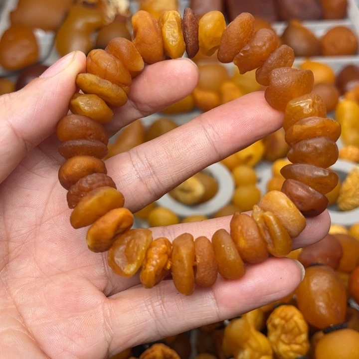 琥珀未镶嵌裸石天然蜜蜡手串