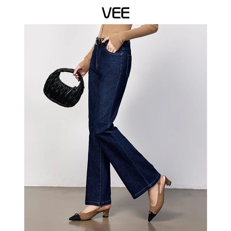 【短视频】VEE【90年代】复古高腰直筒微喇牛仔裤女上新小个子喇叭裤