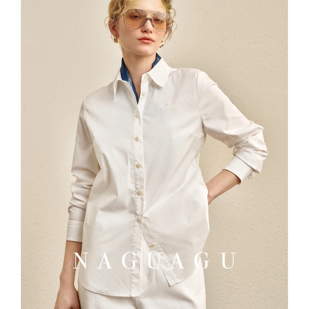 【高智感衬衫】定制棉弹面料 经典宽松通勤衬衫时尚刺绣上衣女