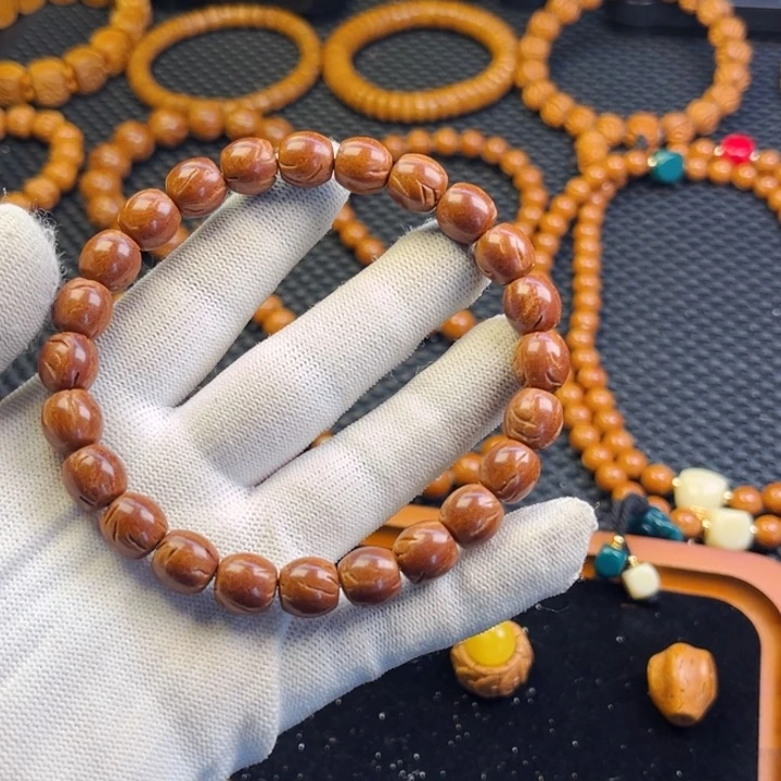 桃核手串没****10尺龙纹直切老型