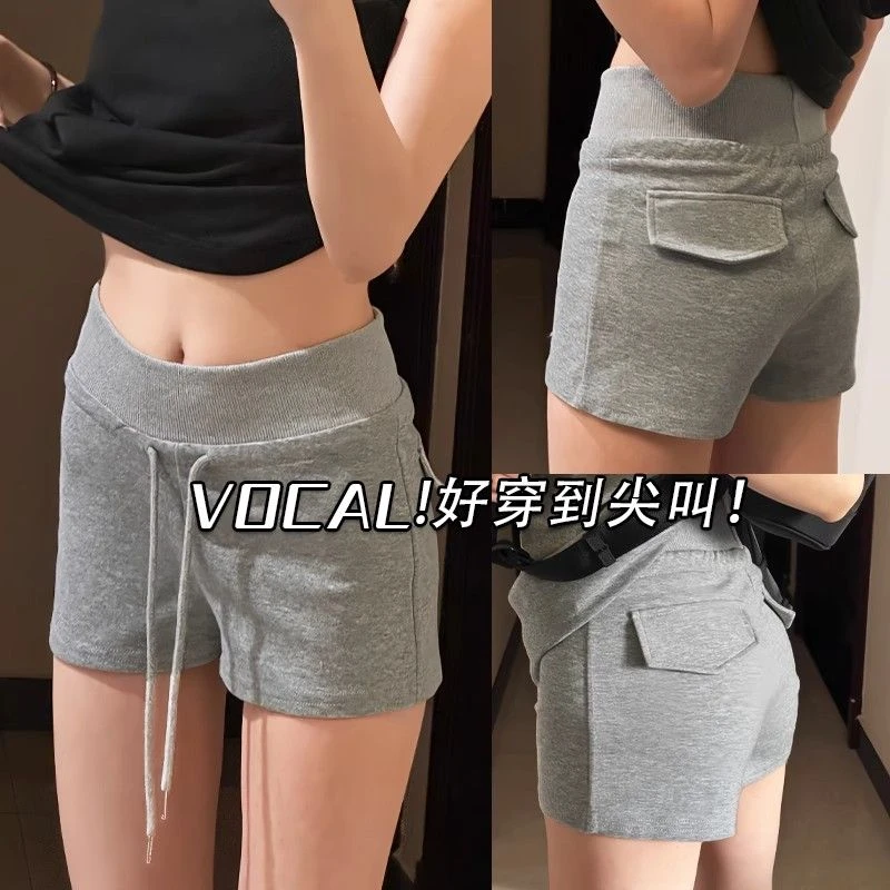 孕妇短裤夏季薄款美式辣妹热裤2025新款抽绳高腰时髦夏装外穿裤子