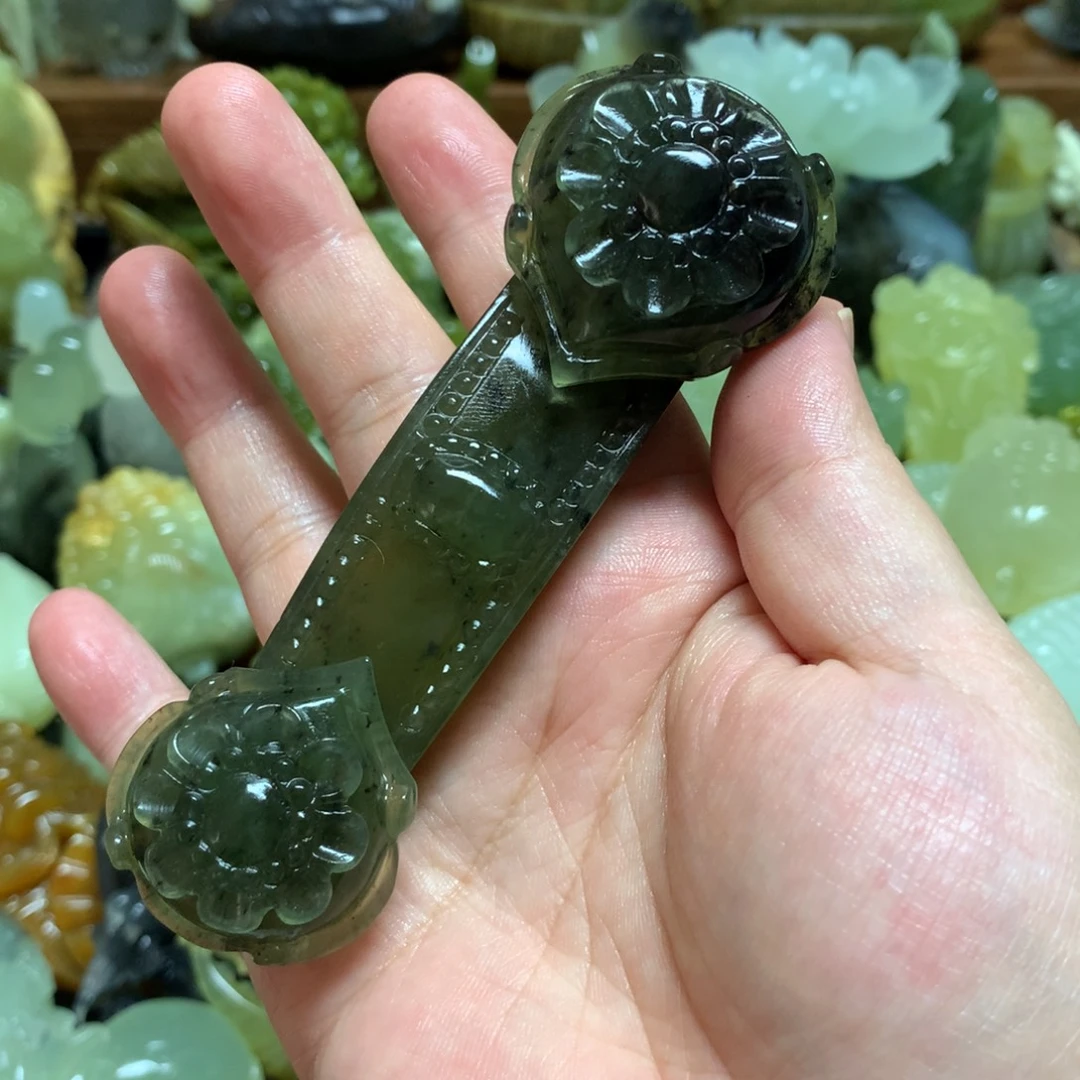 岫玉未镶嵌手把手把
