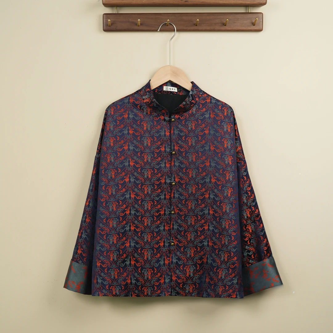 【舞人动物】桑蚕丝老宋锦纹样日常新中式国风时尚高级感百搭外套