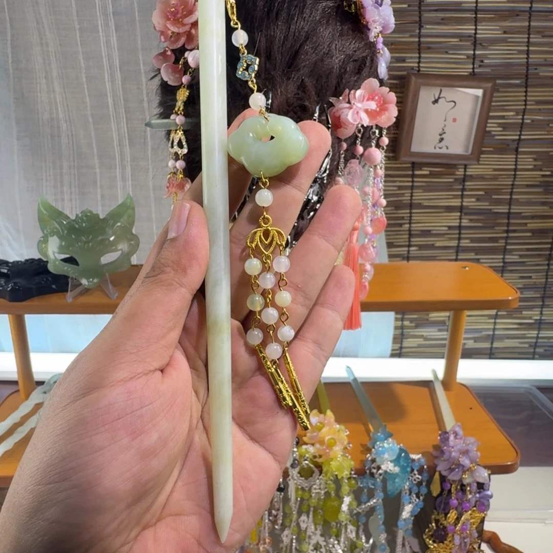 蛇纹石玉合金发饰