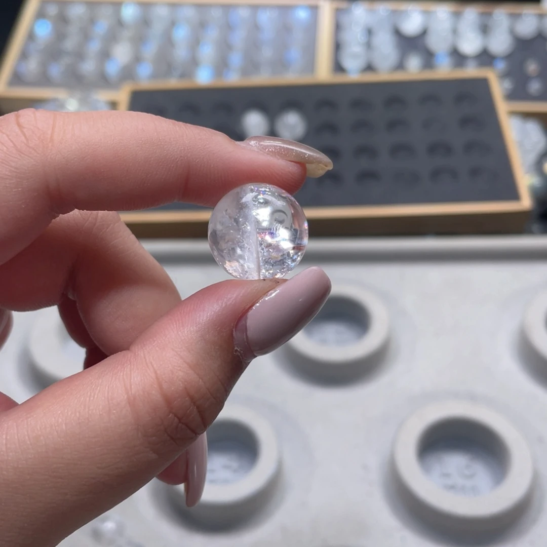 涵***清颈饰未镶嵌水晶彩虹白幽灵水晶单珠17.4mm