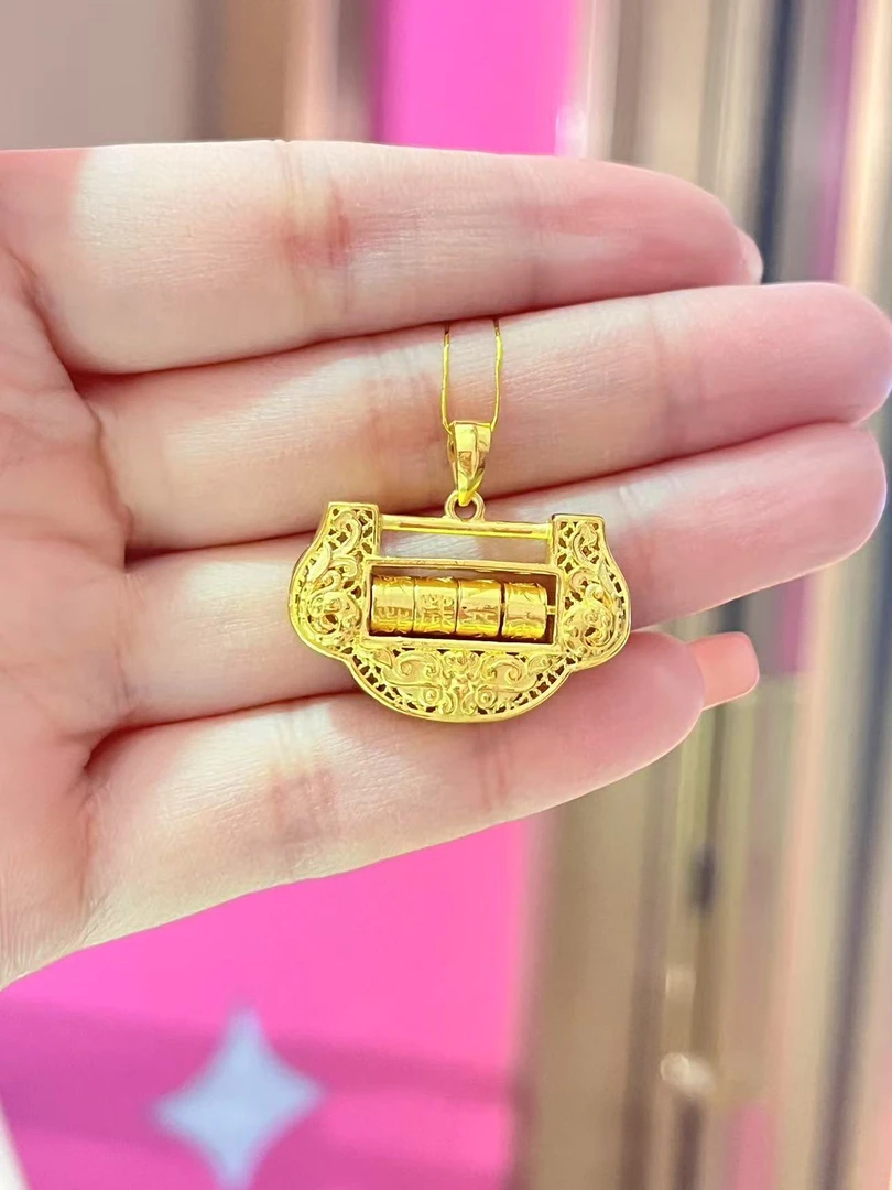 足金岁岁平安吊坠精致