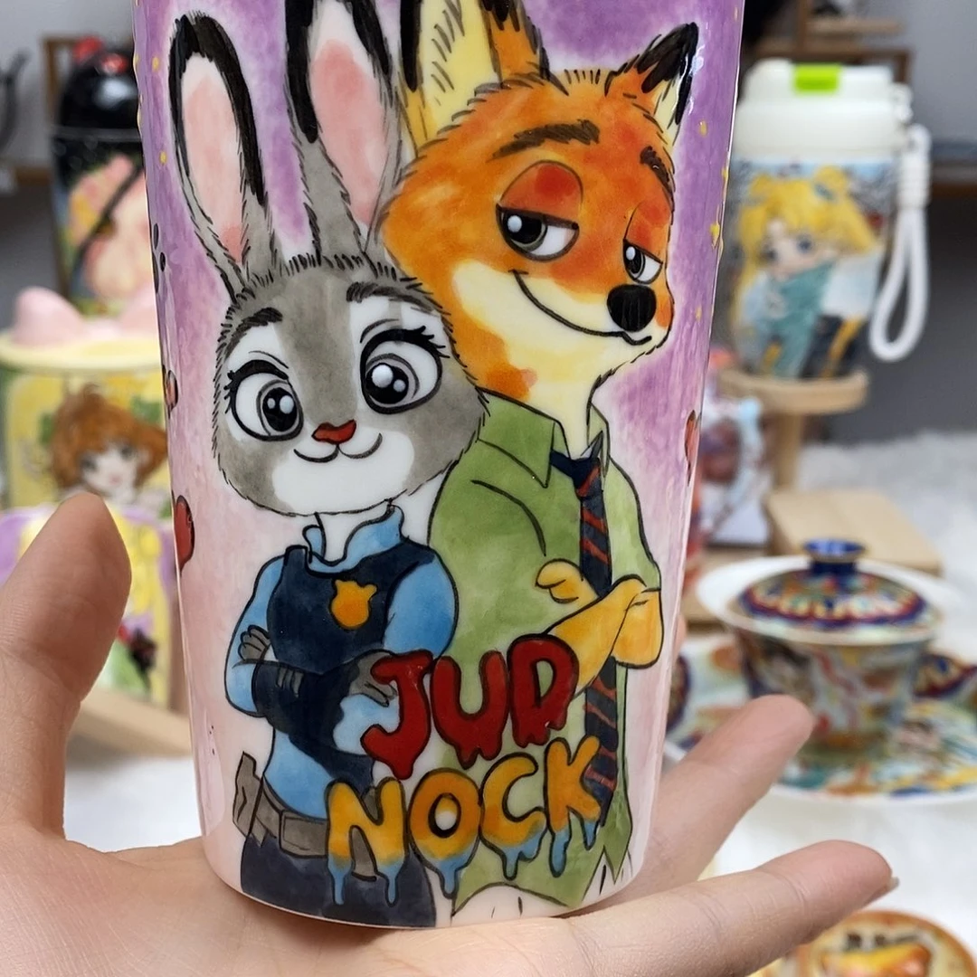 昕***啡瓷片董董文创手绘陶瓷