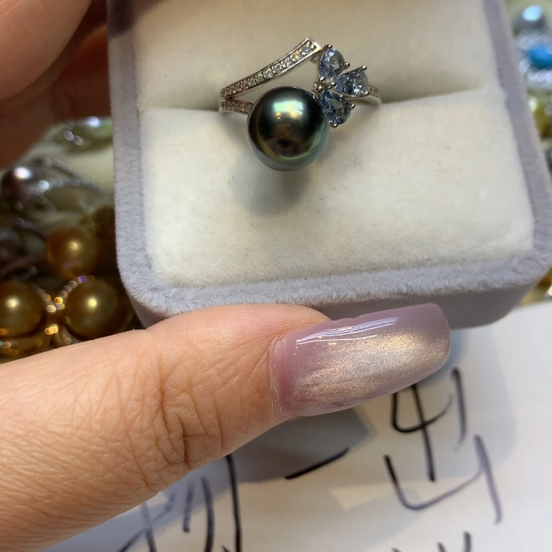 银S925镶嵌戒指海水珍珠