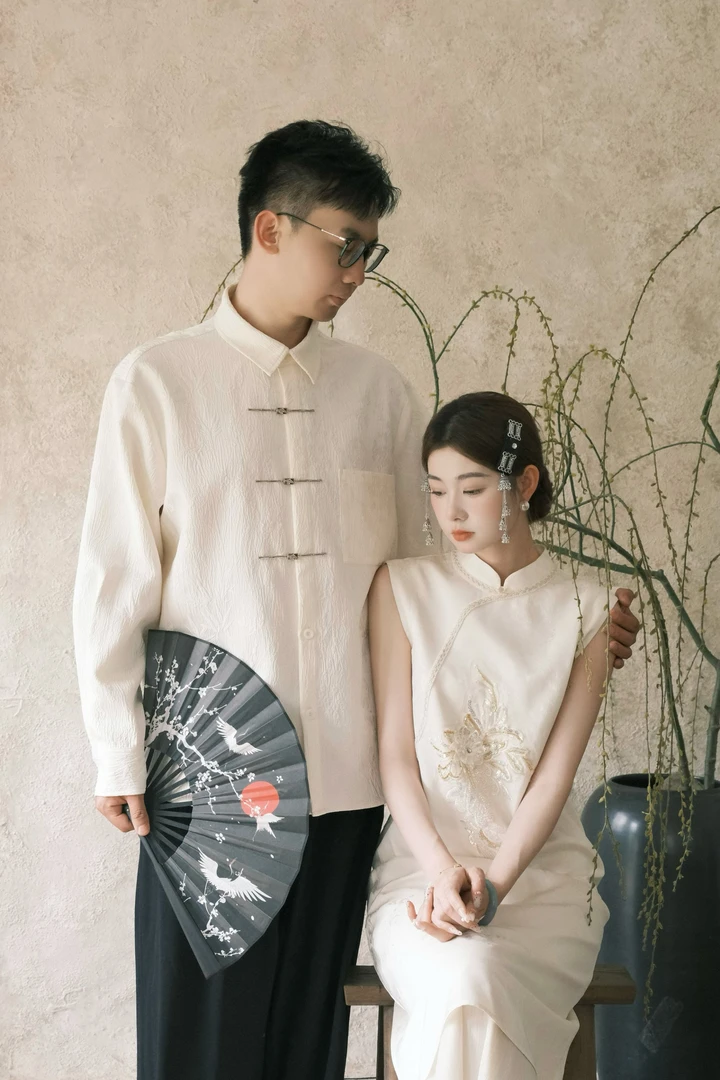 EIA一尧新中式国风【与卿书】轻奢刺绣连衣裙+衬衫情侣装易梦铃同款