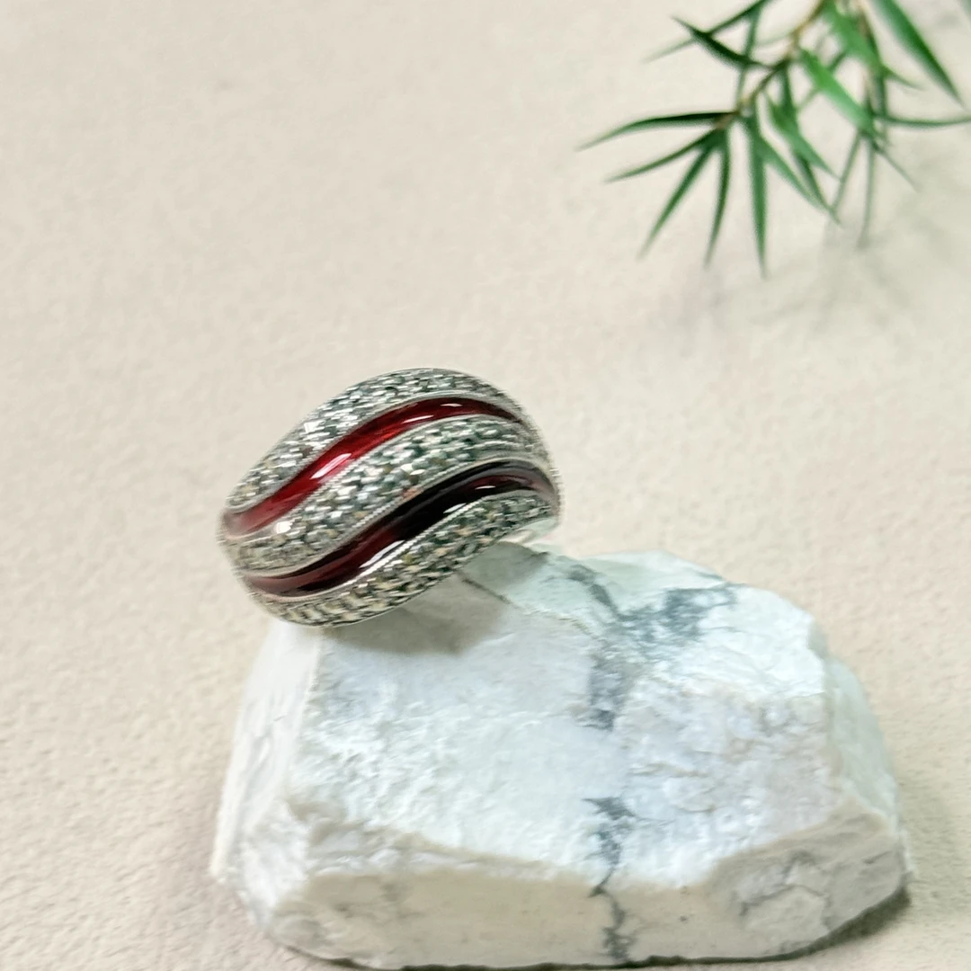 925银珐琅戒指 【六六中古】孤品复古银饰戒指ty1156港14欧53