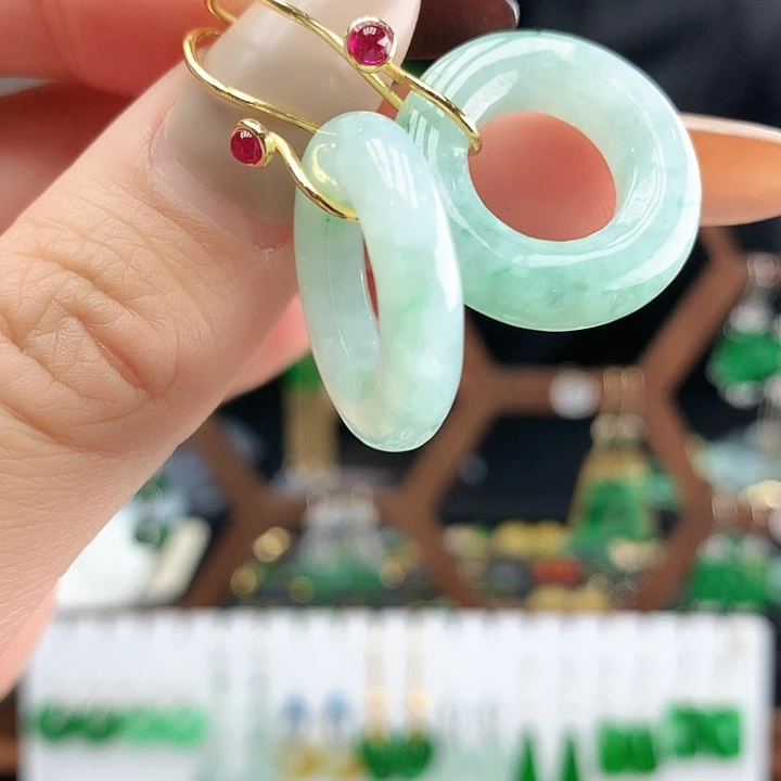 翡翠银S925镶嵌耳饰耳饰