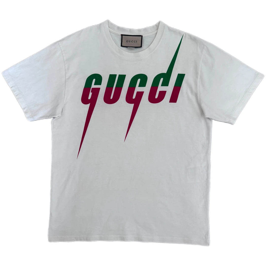 99新 GUCCI/古驰 白色锋刃印花圆领套头短袖T恤S码