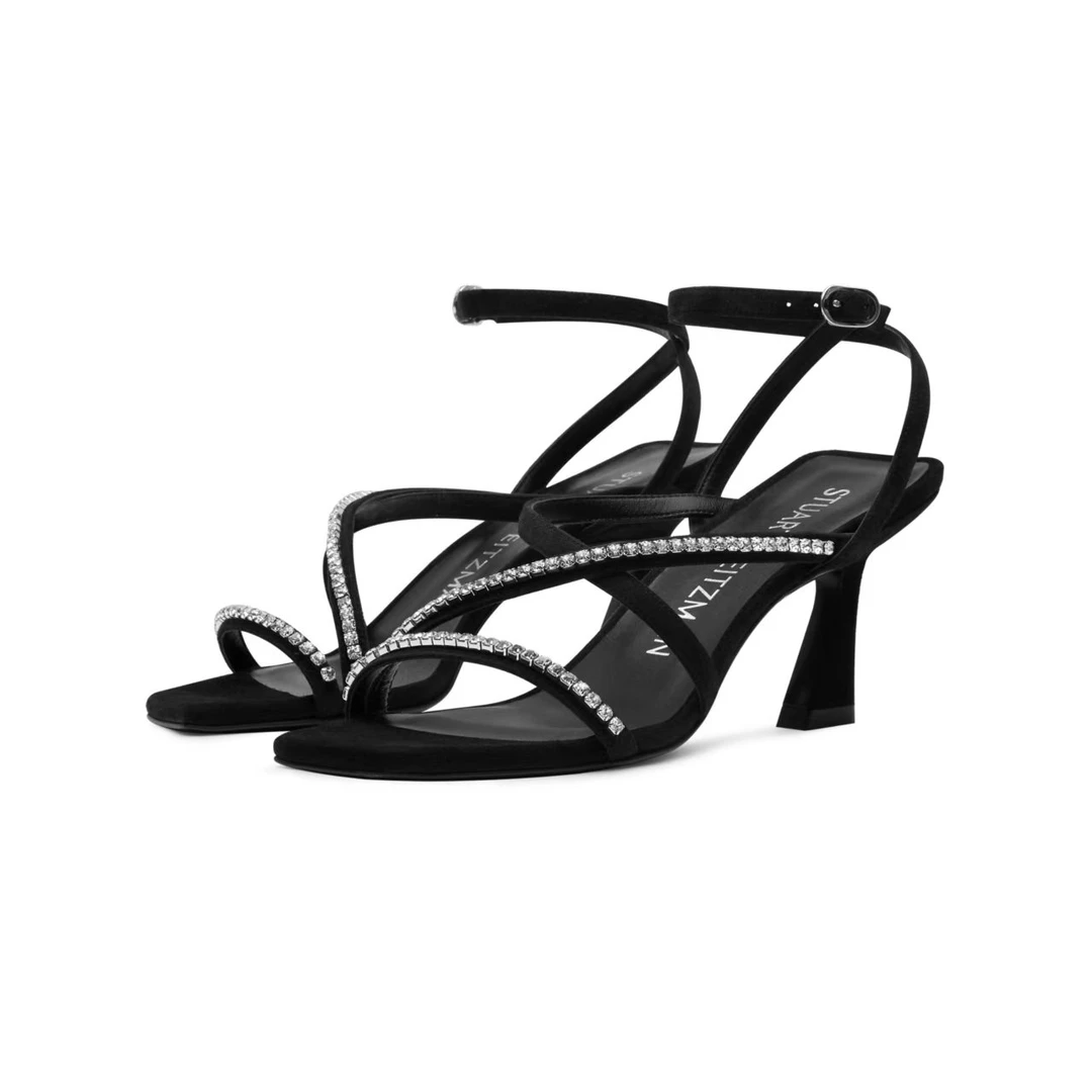 【宁波阪急】OASIS 75 CRYSTAL ANKLE-STRAP SANDAL黑磨砂皮凉鞋