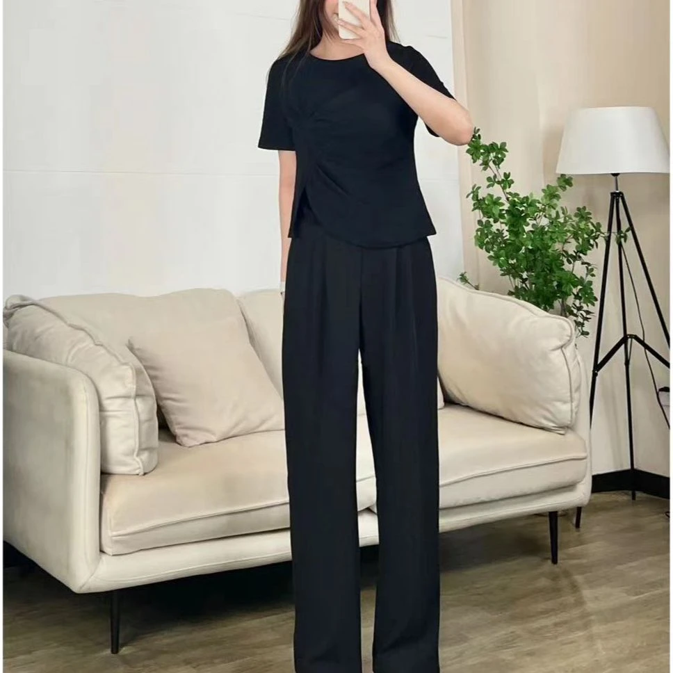 【XS0001】夏季新款休闲短袖上衣微胖显瘦遮肉大码女装T恤