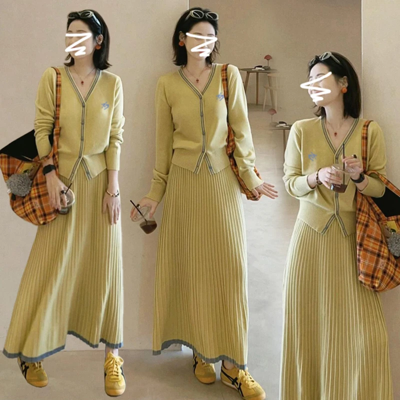 秋季孕妇装女新款V领上衣搭配半身裙气质减龄洋气精致高质量套装