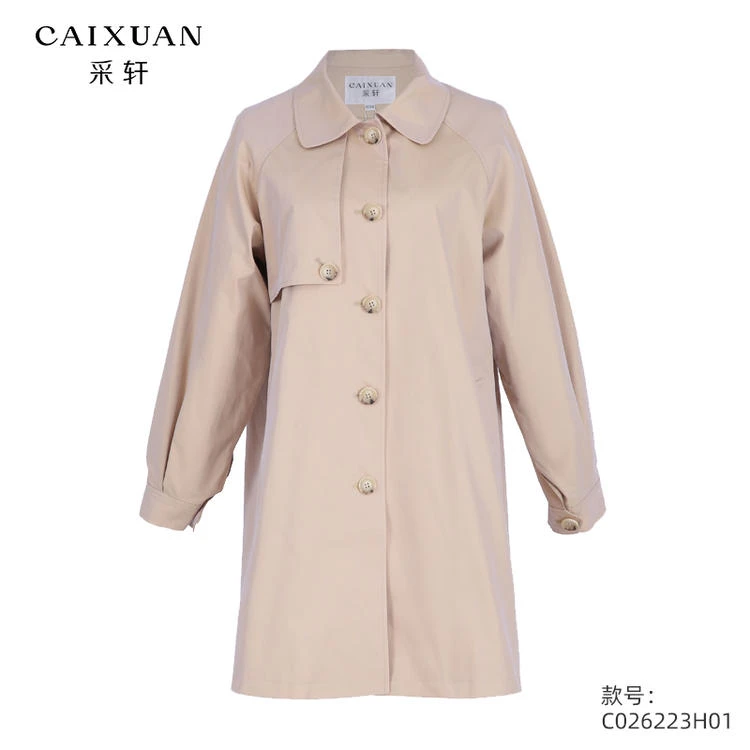 C026223H01CAIXUAN采轩【秋款】时尚英伦风灯笼袖中长款风衣外套