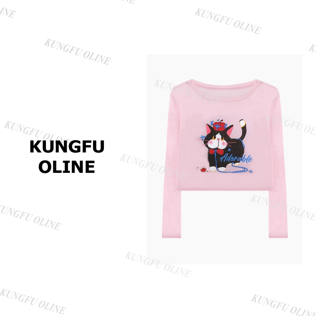 【YY】CT9628早秋流光风卡通印花圆领长袖T恤潮流休闲上衣