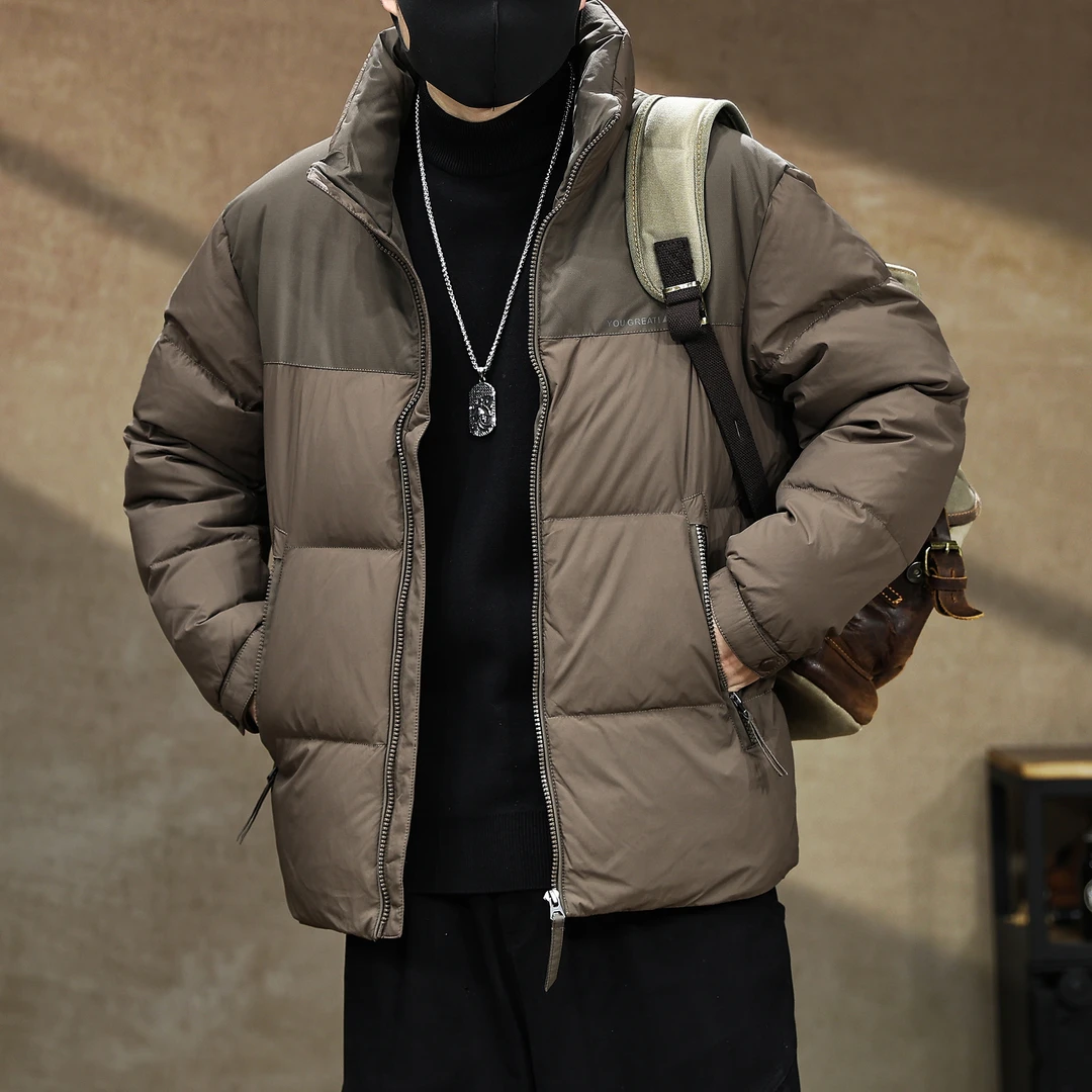 高端冬季新款羽绒服男士立领加厚保暖外套潮牌宽松大码休闲面包服