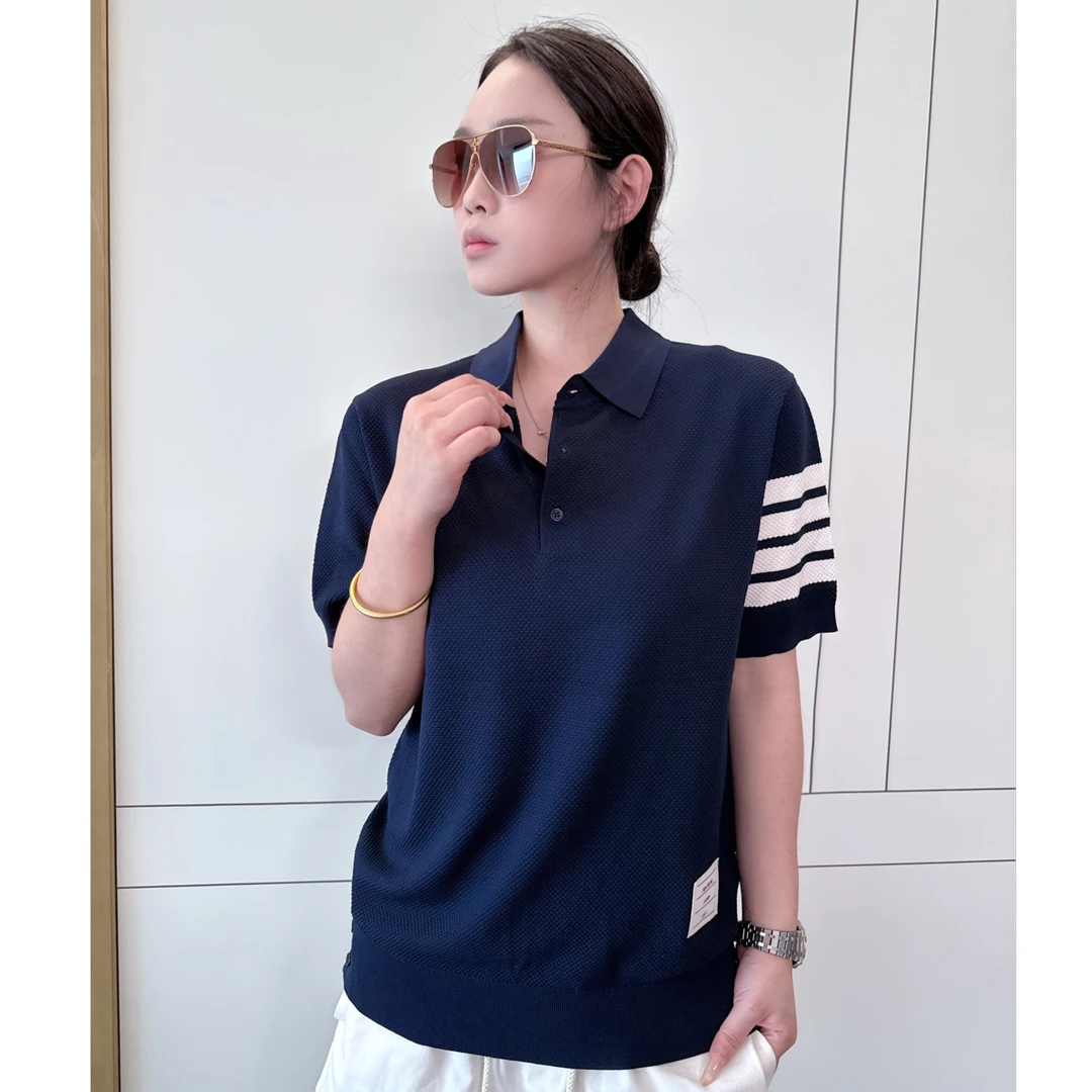 RG【条杠POLO】时尚条杠短袖polo领男女同款设计感2025新款-M596