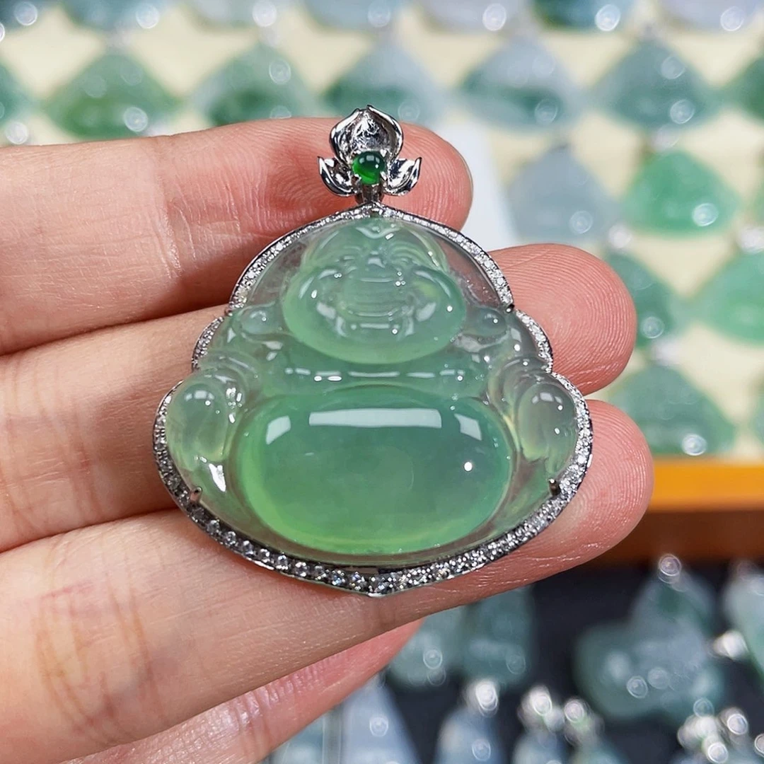 翡翠18K金镶嵌颈饰罗***姐吊坠