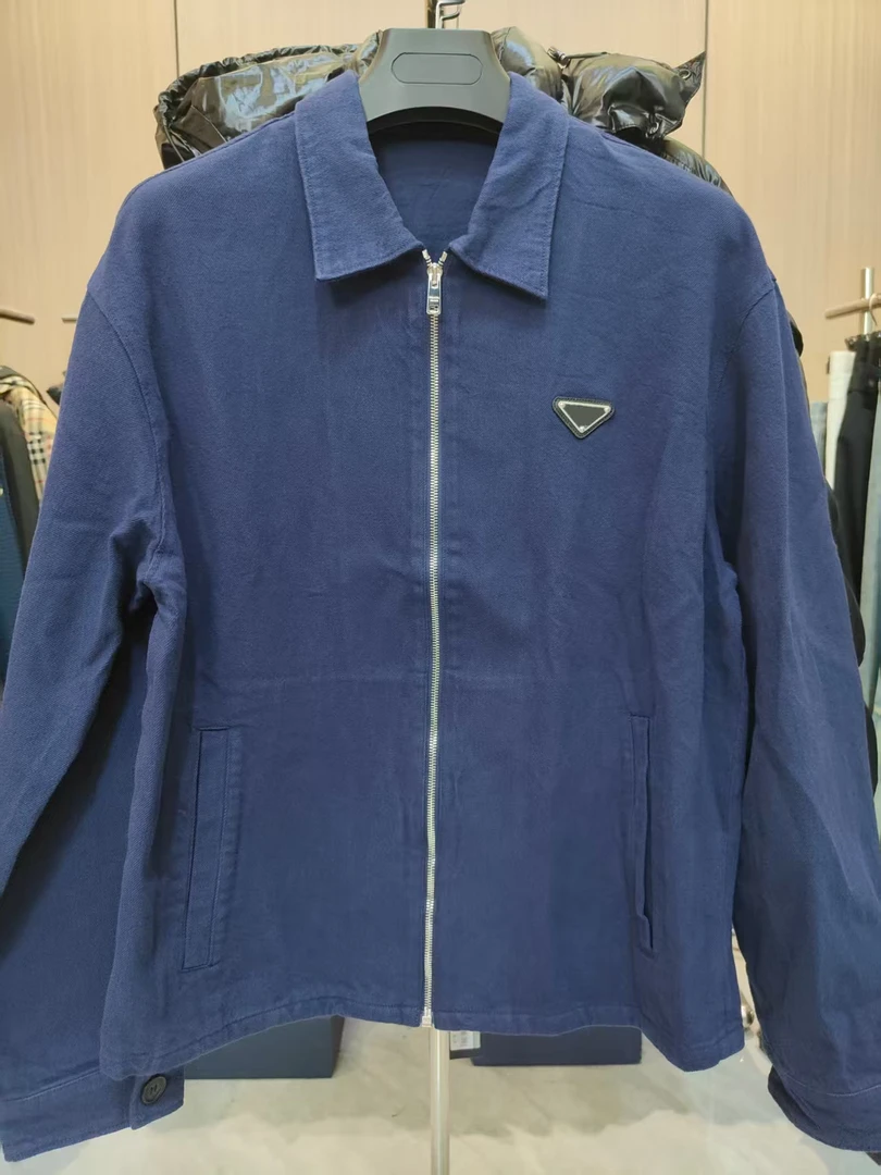 A261  PD胸前三角标纯色翻领牛仔外套