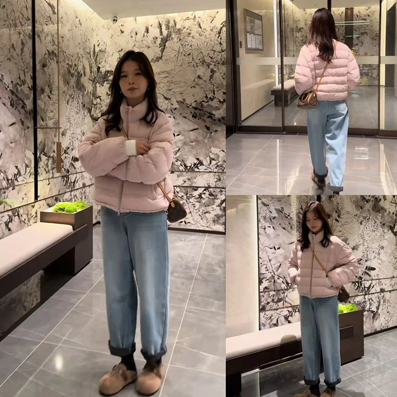 冬季时尚减龄套装女2025新款立领棉服外套百搭裤子两件套