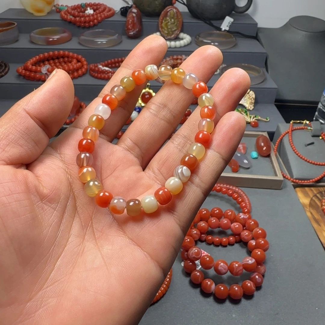 南红玛瑙未镶嵌小庄7+老型多宝