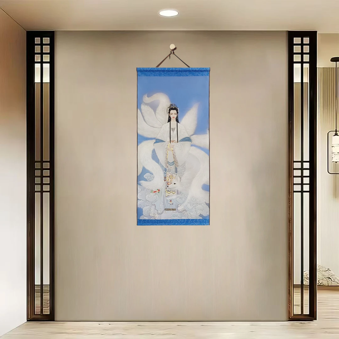 【40-637九尾娘娘】40x85cm现代简约挂轴装饰画办公室家居装饰画