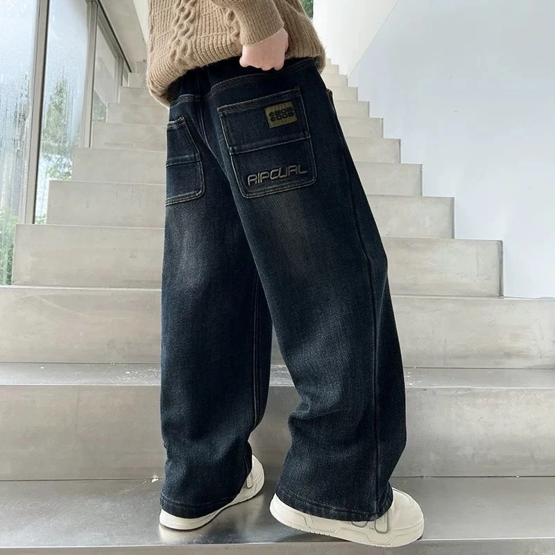 【秋款儿童牛仔裤】春秋季新款儿童宽松直筒牛仔裤中大男童牛仔长裤