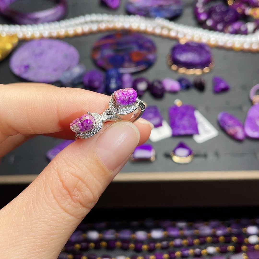 苏纪石（舒俱来）耳扣银S925镶嵌